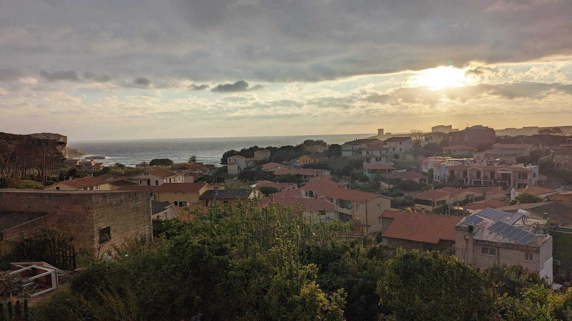 Coastal village at dusk